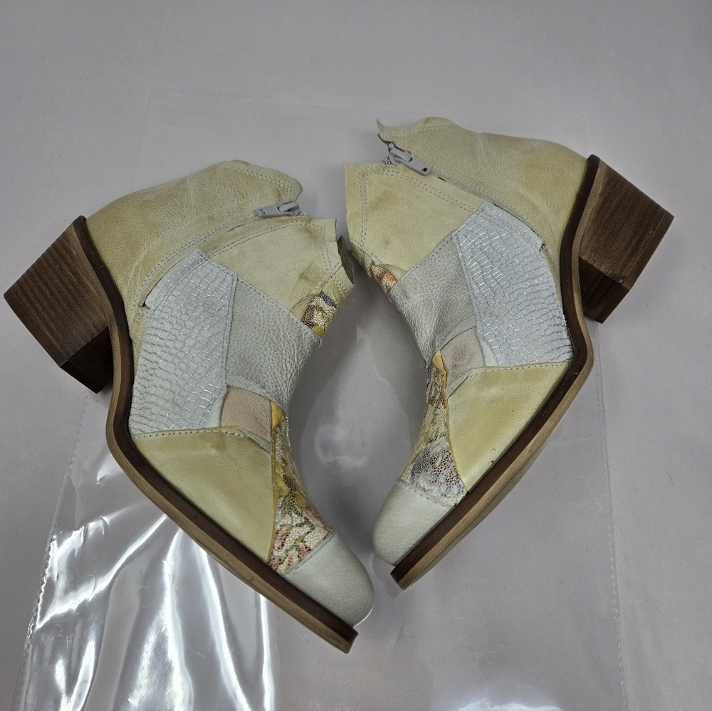 Dkode Bottine Womens Cowgirl Boots Sz 7.5 Distressed Leather Patchwork Side Lace - Picture 5 of 12